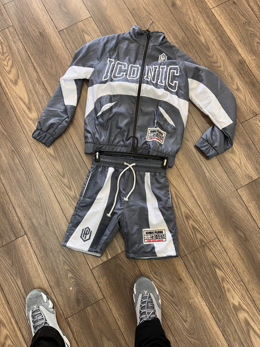 Iconic Windbreaker Short Set (Grey)