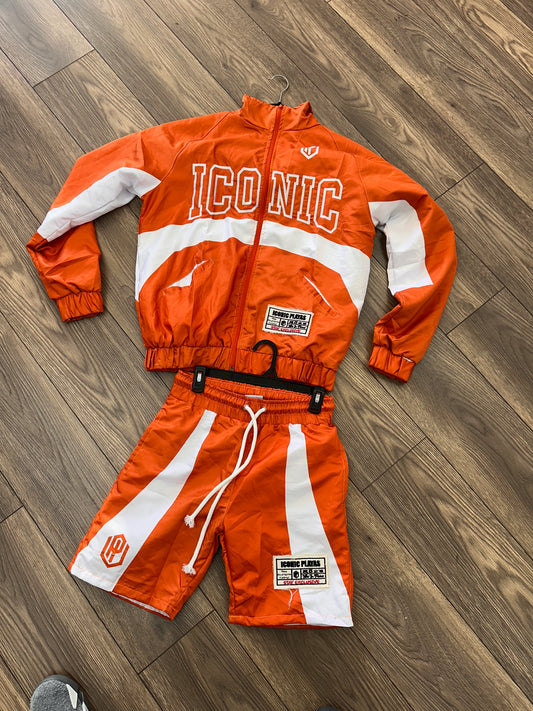 Iconic Windbreaker Short Set (Orange)