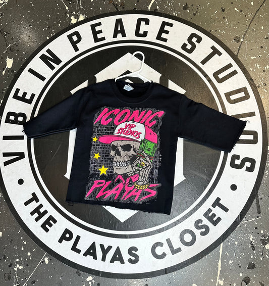 Black/Pink Iconic Playas Cropped Tee