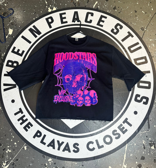 Black/Pink/Purple Hood$tar Cropped Tee