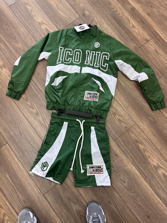 Iconic Windbreaker Short Set (Green)